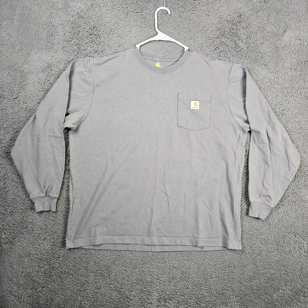 Carhartt Mens K126 Long Sleeve Pocket T-Shirt Gray Original Fit XL Regular